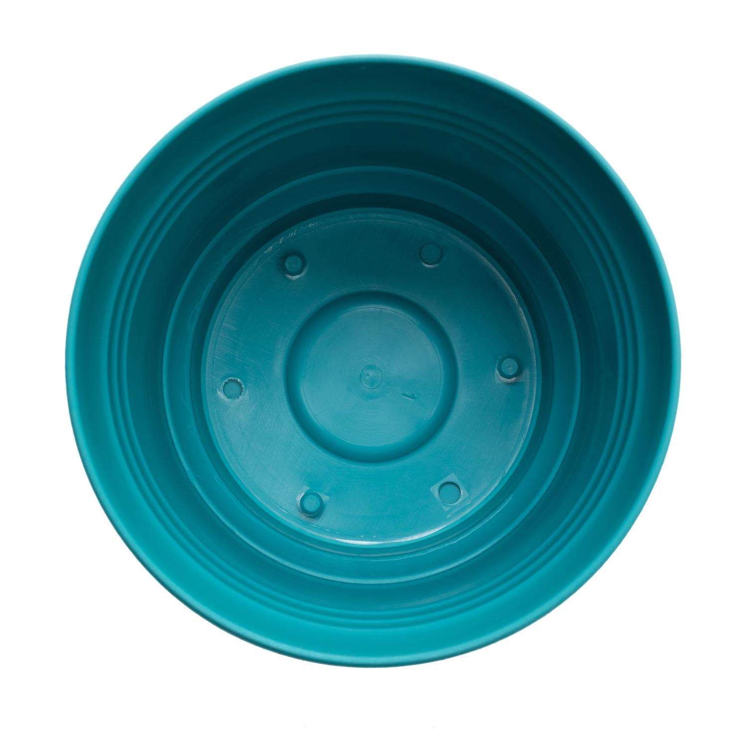 Bloem Saturn 12.75 in. H X 14.5 in. W Resin Traditional Planter Bermuda Teal
