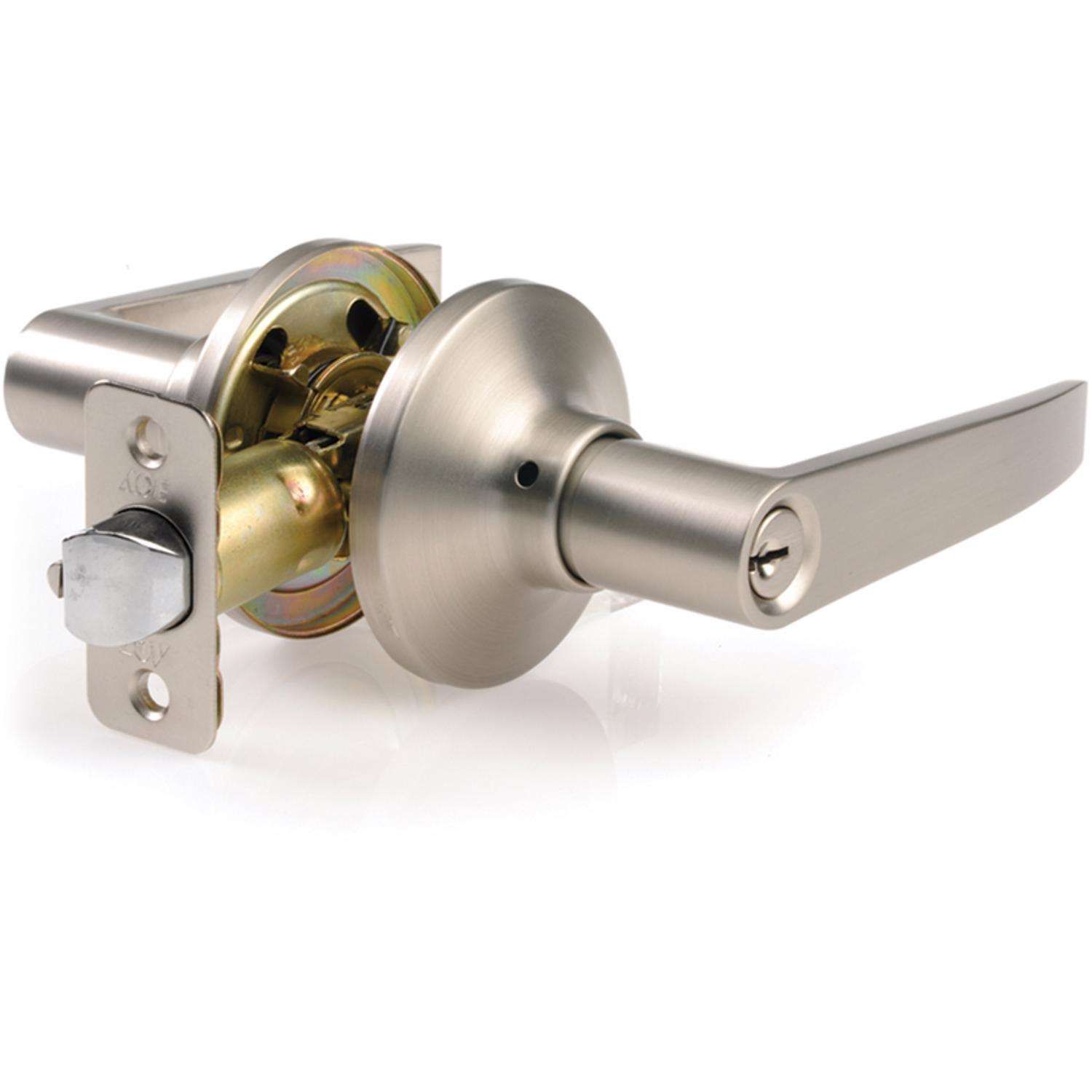 Ace Straight Lever Satin Entry Door Knob 1-3/4 in.
