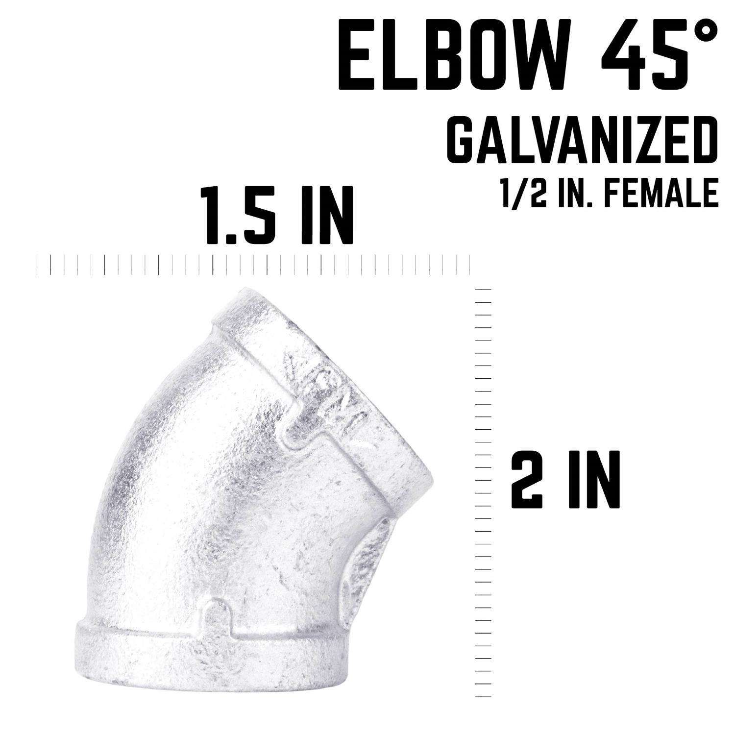 STZ Industries 1/2 in. FIP each X 1/2 in. D FIP Galvanized Malleable Iron 45 Degree Elbow
