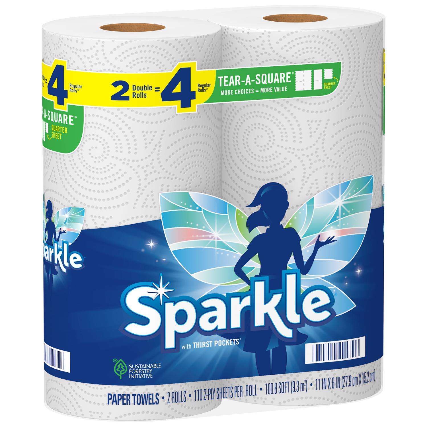Sparkle Tear-A-Square Paper Towels 110 sheet 2 ply 2 pk
