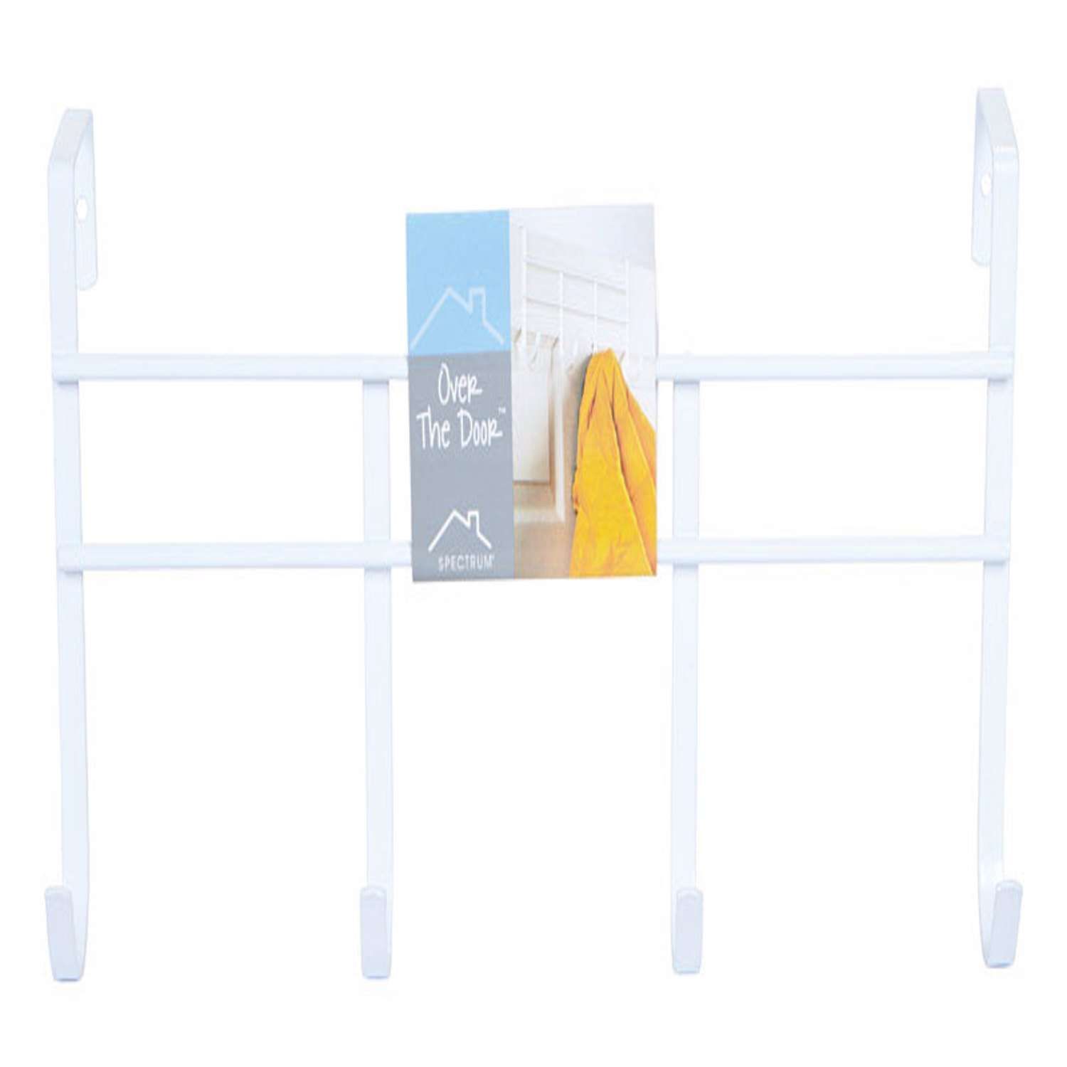 Spectrum 13-3/4 in. L Semi Gloss White Steel Small Over the Door 4-Hook Rack 1 pk
