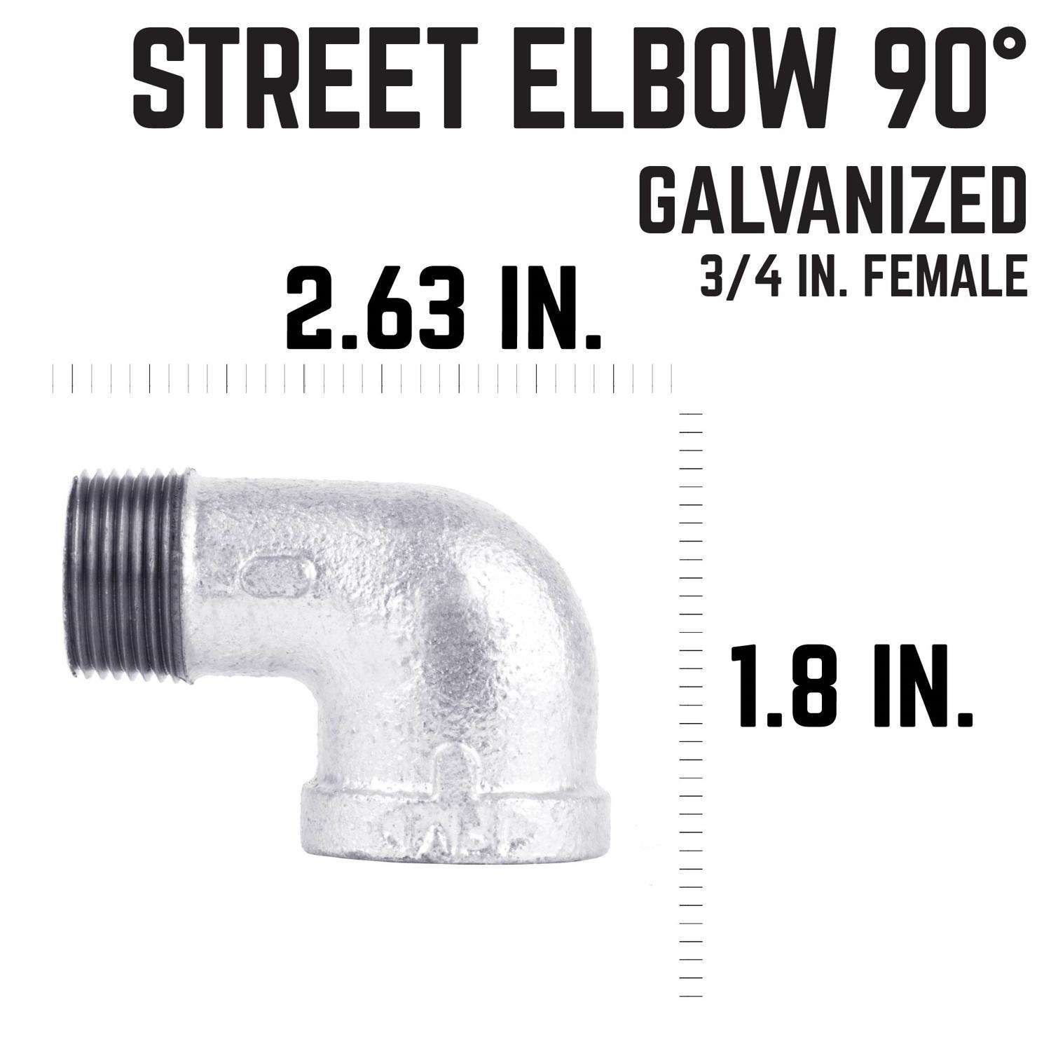 STZ Industries 3/4 in. FIP each X 3/4 in. D MIP Galvanized Malleable Iron 90 Degree Street Elbow