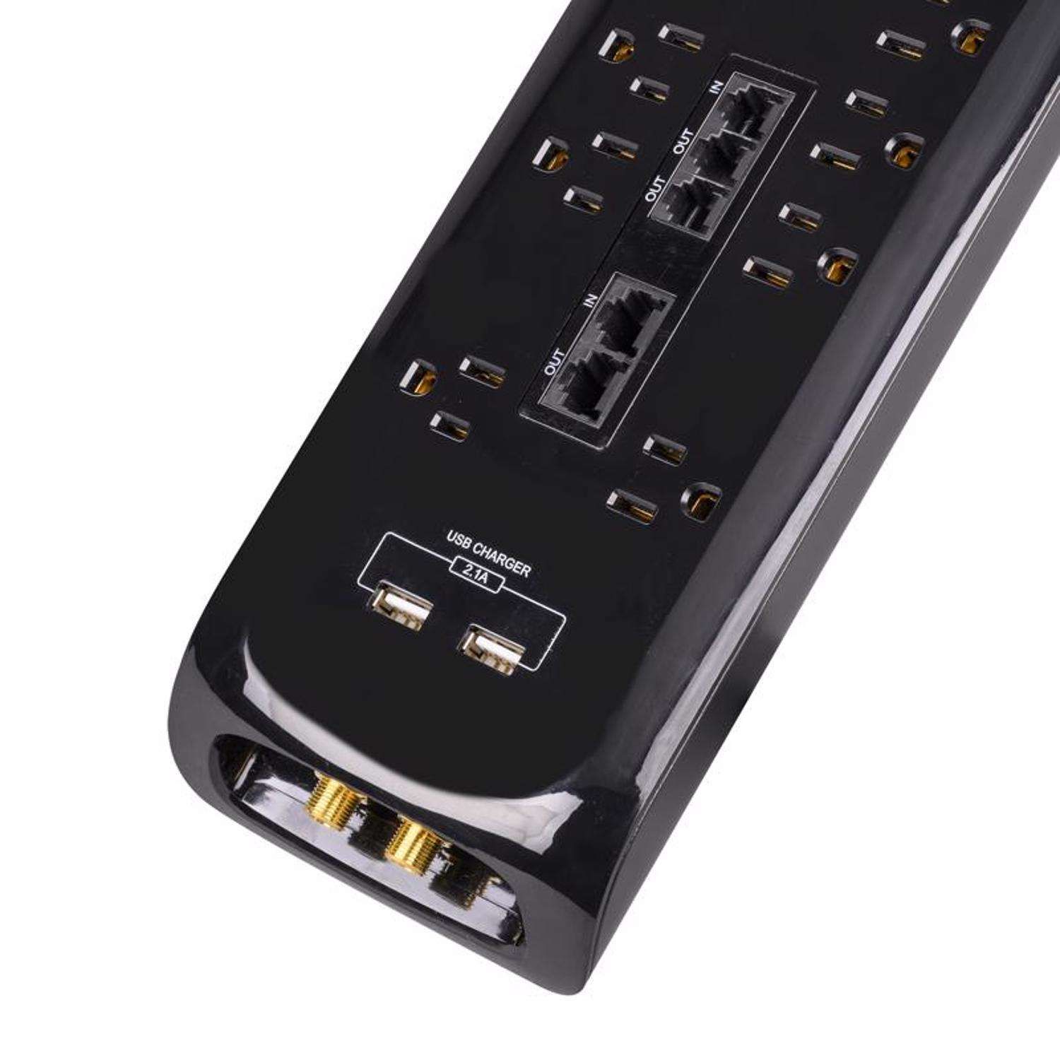 Monster Just Power It Up 6 ft. L 8 outlets Surge Protector w/USB Black 2160 J