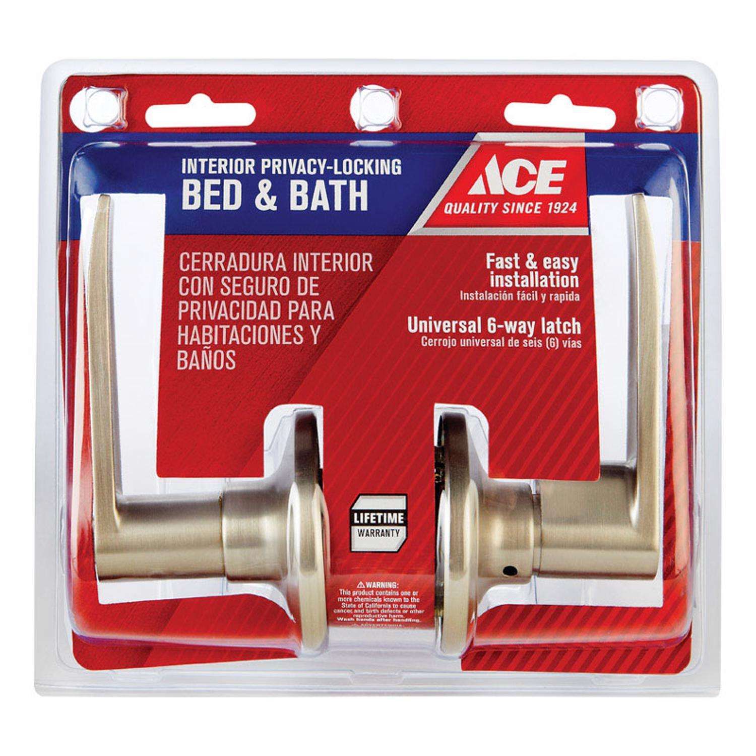 Ace Straight Lever Satin Privacy Lockset 1-3/4 in.