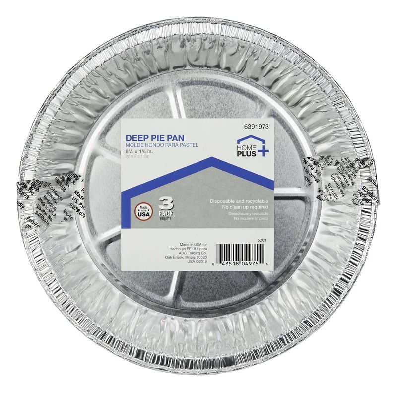 Home Plus Durable Foil 8-1/4 in. W X 8-1/4 in. L Deep Pie Dish Silver 3 pk