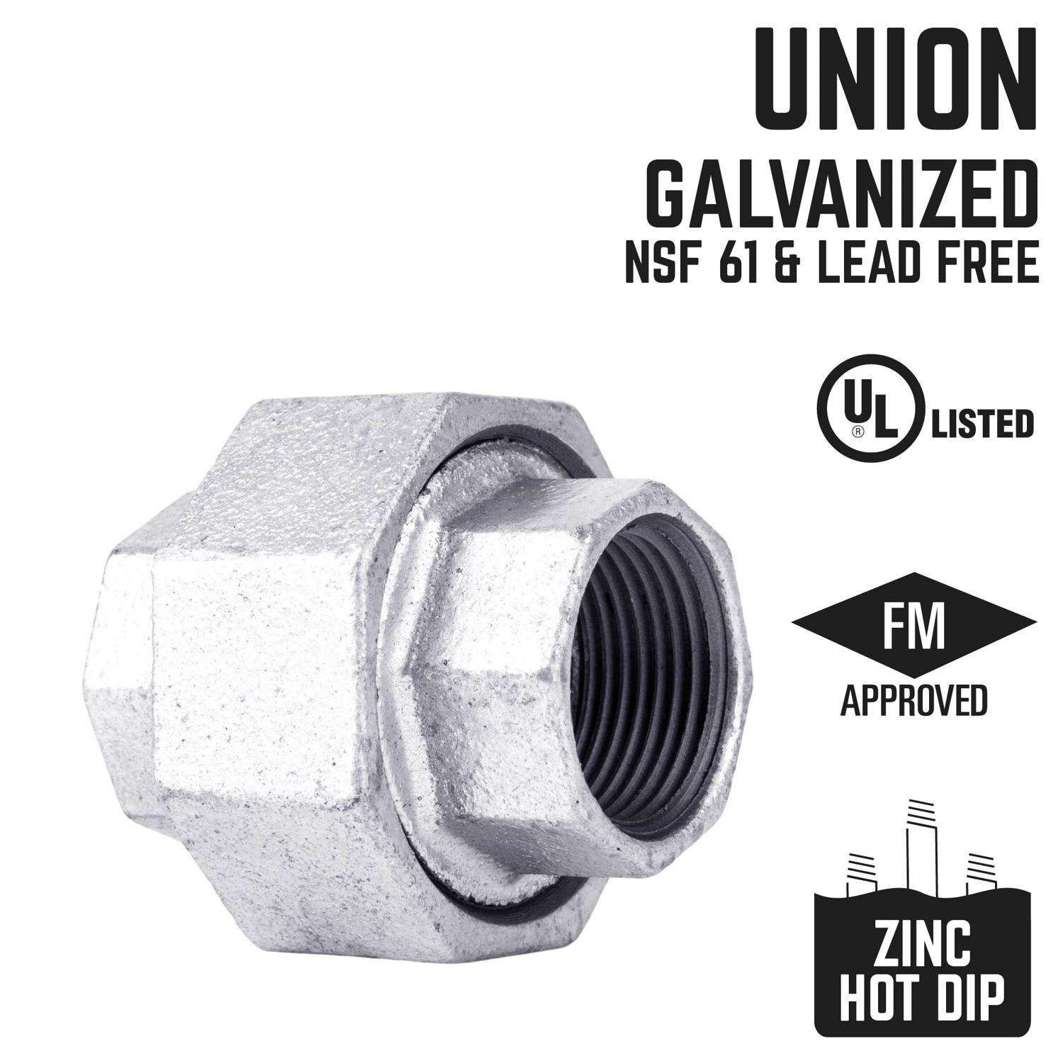 STZ Industries 1/2 in. FIP each X 1/2 in. D FIP Galvanized Malleable Iron Union