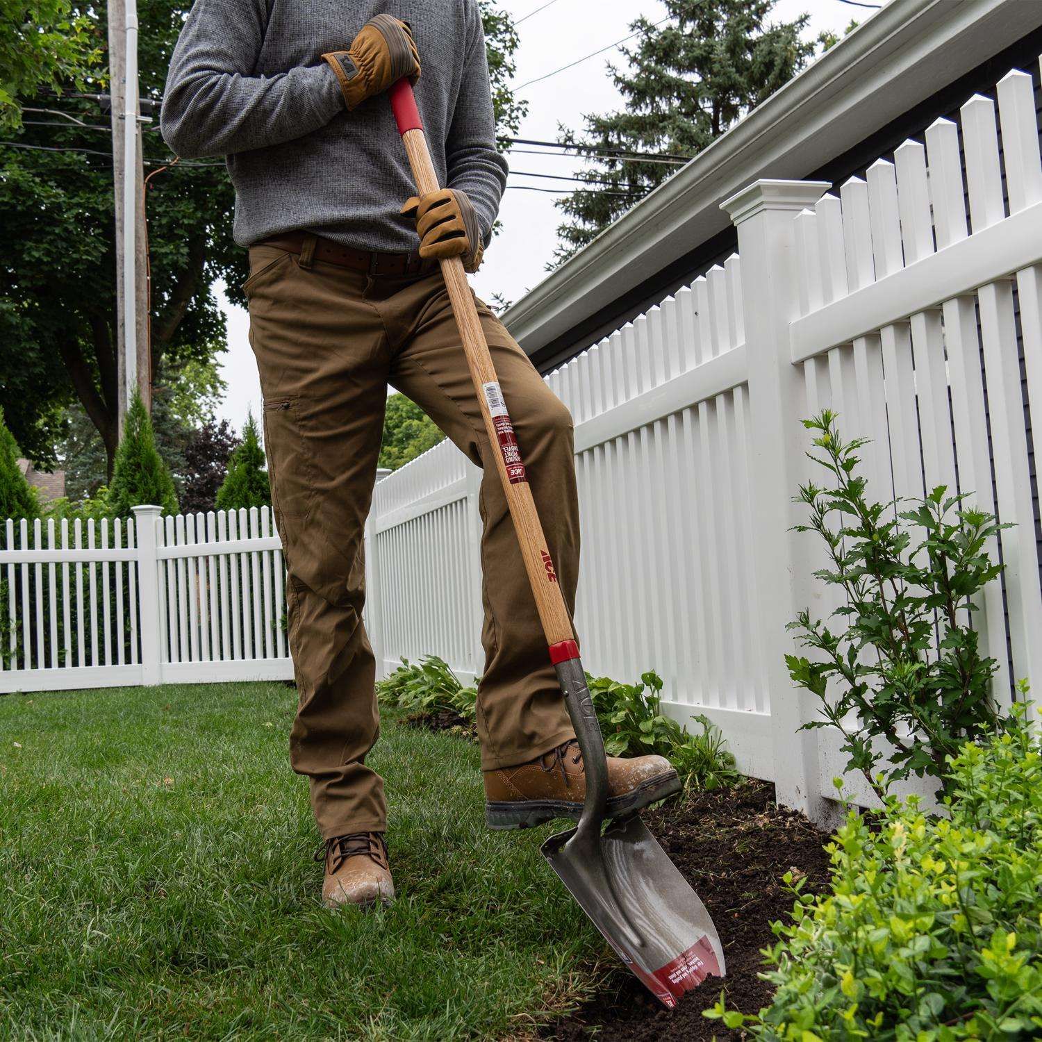 Ace 58 in. Steel Round Digging Shovel Wood Handle