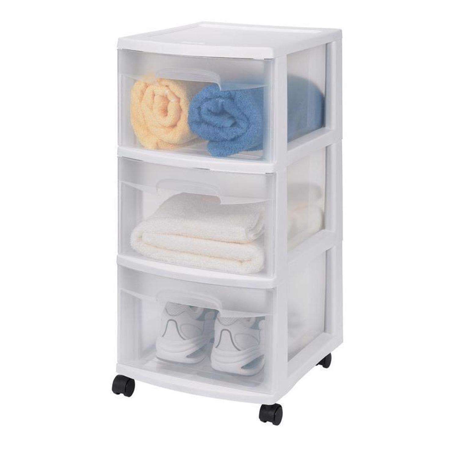 Sterilite 5.4 cu ft Clear/White Drawer Organizer 25-5/8 in. H X 12-5/8 in. W X 14-1/2 in. D Stackabl