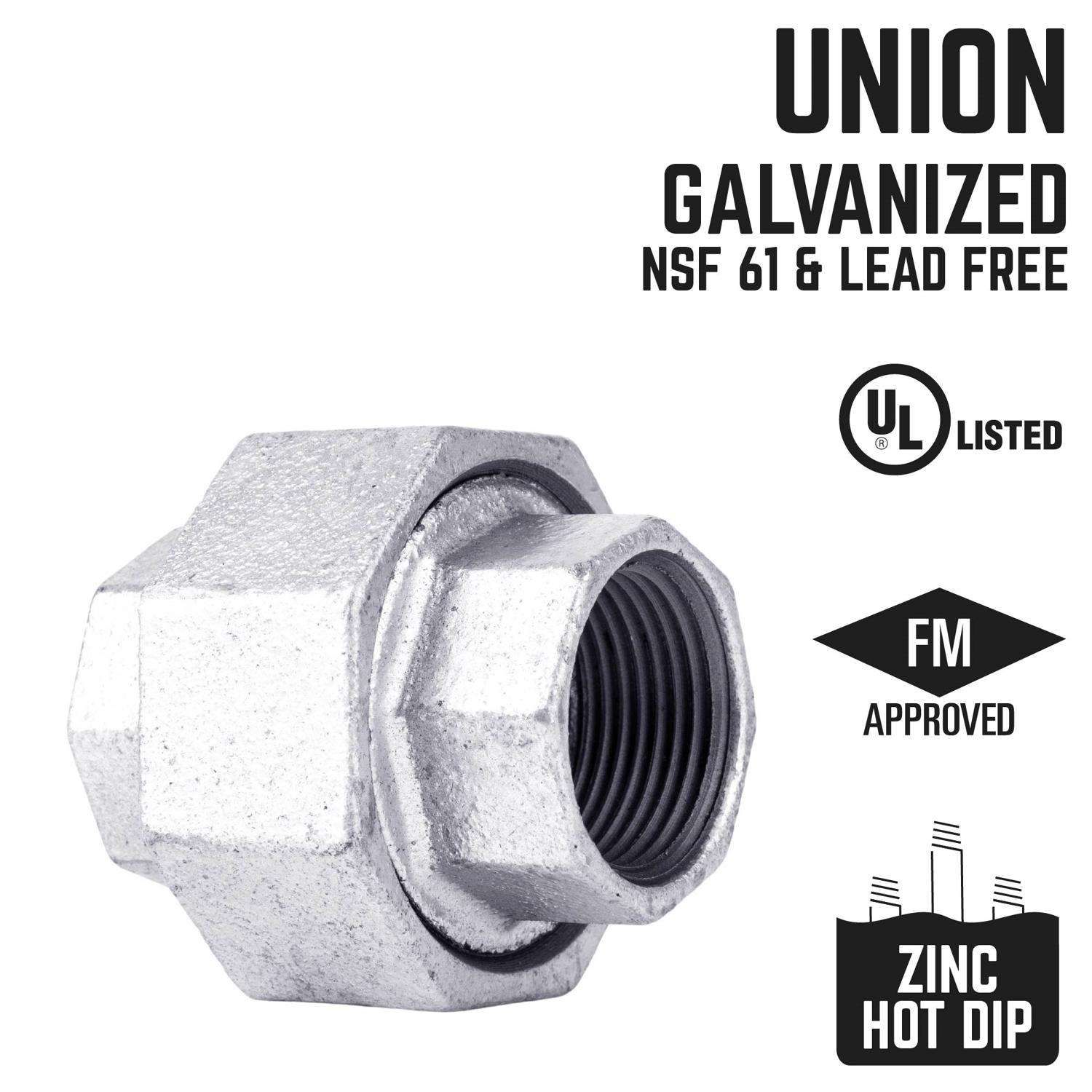 STZ Industries 1-1/4 in. FIP each X 1-1/4 in. D FIP Galvanized Malleable Iron Union