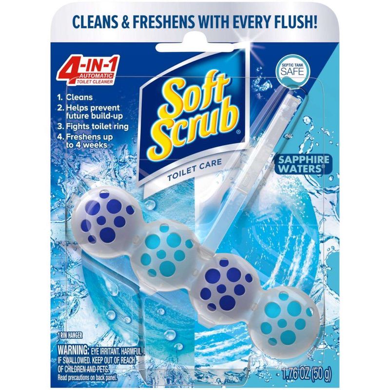 Soft Scrub 4-in-1 Toilet Care Sapphire Waters Scent Toilet Bowl Cleaner 1.76 oz Tablet