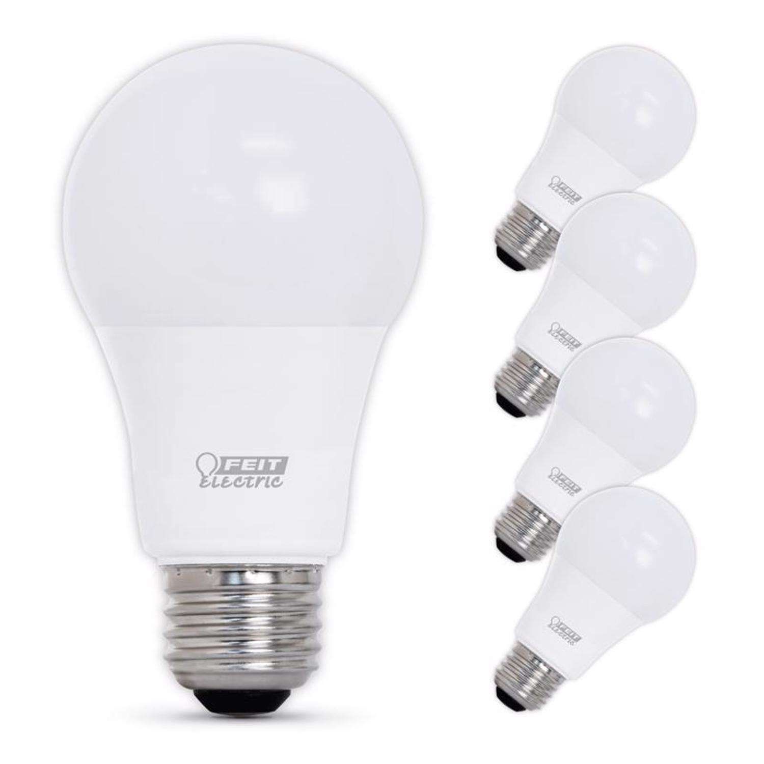 Feit A19 E26 (Medium) LED Bulb Bright White 60 Watt Equivalence 4 pk