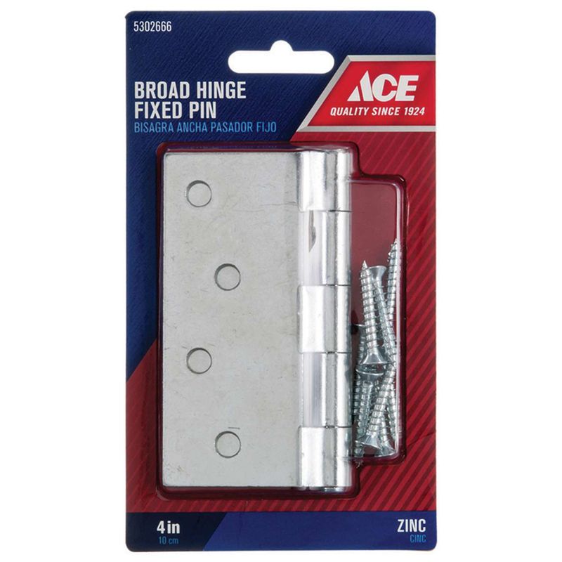 Ace 4 in. L Zinc-Plated Broad Hinge 1 pk Ace 4 in. L Zinc-Plated Broad Hinge 1 pk