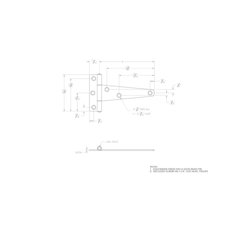 Ace 4 in. L Galvanized Light Duty T Hinge 2 pk
