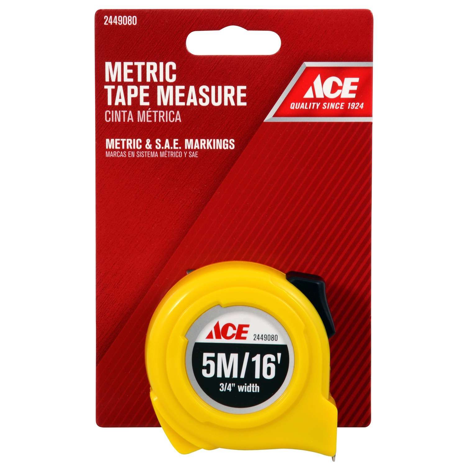 Ace 16 ft. L X 0.75 in. W High Visibility Metric Tape Measure 1 pk