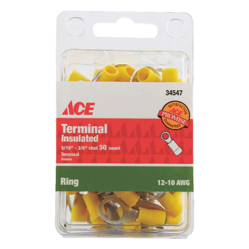 Ace Insulated Wire Ring Terminal Yellow 50 pk