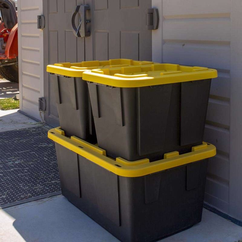 Greenmade Pro. Grade 12 gal Black/Yellow Snap Lock Storage Box 14.7 in. H X 15 in. W X 20.5 in. D St