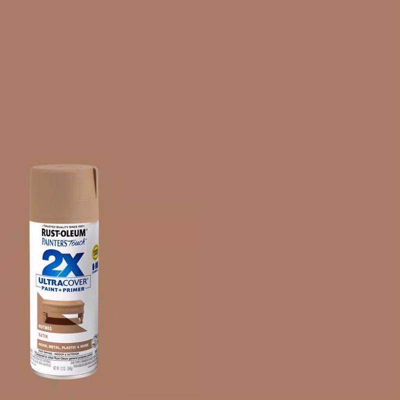 Rust-Oleum Painter's Touch 2X Ultra Cover Satin Nutmeg Paint+Primer Spray Paint 12 oz