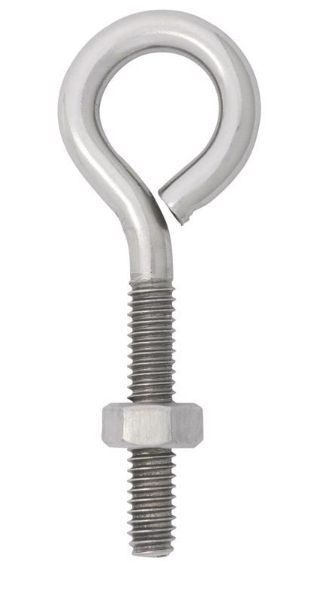 Hampton 1/4 in. X 2-5/8 in. L Stainless Stainless Steel Eyebolt Nut Included