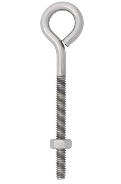Hampton 1/4 in. X 4 in. L Stainless Stainless Steel Eyebolt Nut Included