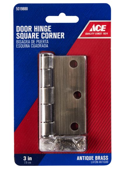 Ace 3 in. L Antique Brass Residential Door Hinge 1 pk Ace 3 in. L Antique Brass Residential Door Hinge 1 pk