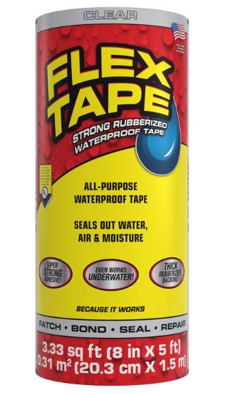Flex Seal Family of Products Flex Tape 8 in. W X 5 ft. L Clear Waterproof Repair Tape Flex Seal Family of Products Flex Tape 8 in. W X 5 ft. L Clear Waterproof Repair Tape