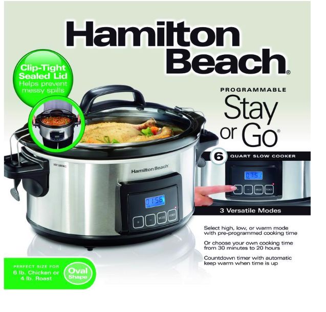Hamilton Beach Stay or Go 6 qt Silver Stainless Steel Programmable Slow Cooker Hamilton Beach Stay or Go 6 qt Silver Stainless Steel Programmable Slow Cooker