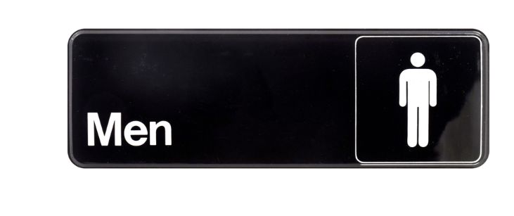 HILLMAN English Black Restroom Sign 3 in. H X 9 in. W