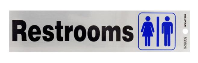 HILLMAN English Silver Restroom Decal 2 in. H X 8 in. W