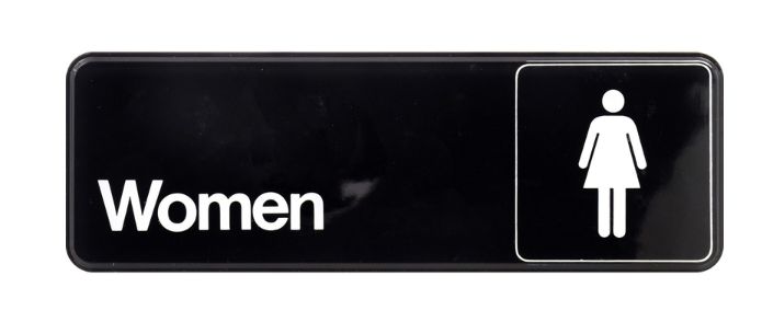 HILLMAN English Black Restroom Sign 3 in. H X 9 in. W