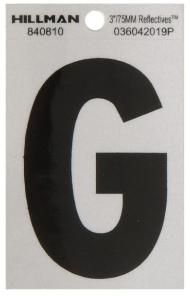 HILLMAN 3 in. Reflective Black Vinyl Self-Adhesive Letter G 1 pc HILLMAN 3 in. Reflective Black Vinyl Self-Adhesive Letter G 1 pc