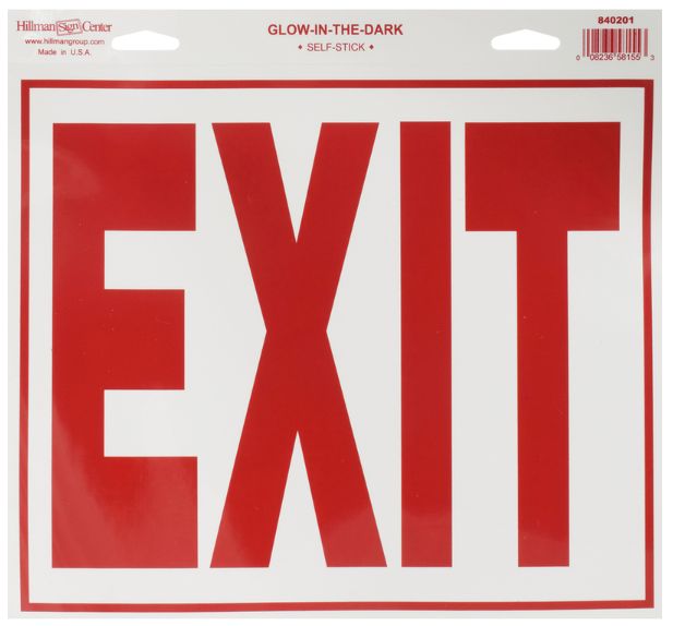 HILLMAN English White Exit Decal 11 in. H X 12 in. W