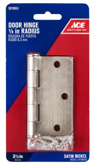 Ace 3-1/2 in. L Satin Nickel Residential Door Hinge 1 pk