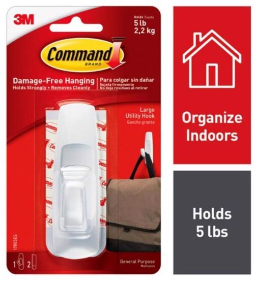 3M Command Large Plastic Hook 3.91 in. L 1 pk 3M Command Large Plastic Hook 3.91 in. L 1 pk