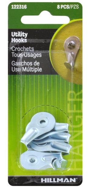 HILLMAN Gray Utility Utility Hooks 1 lb 8 pk HILLMAN Gray Utility Utility Hooks 1 lb 8 pk