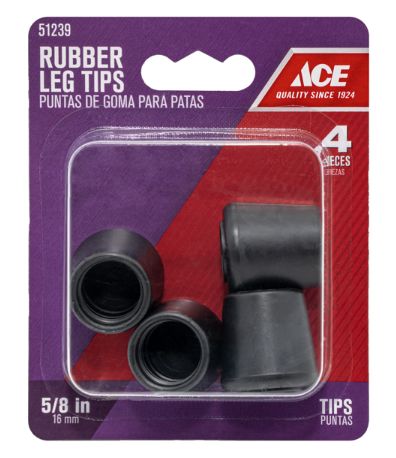 Ace Rubber Leg Tip Black Round 5/8 in. W 4 pk