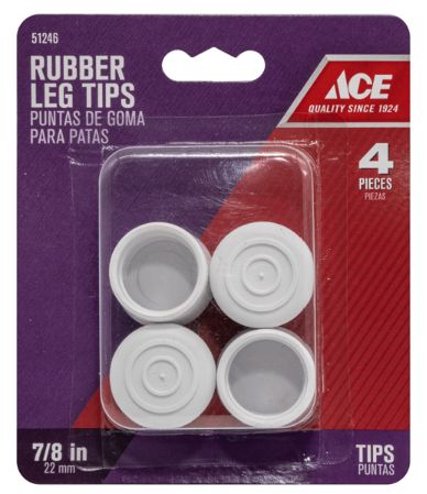 Ace Rubber Leg Tip Off-White Round 7/8 in. W 4 pk
