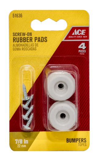 Ace Rubber Bumper Pad Off-White Round 7/8 in. W 4 pk