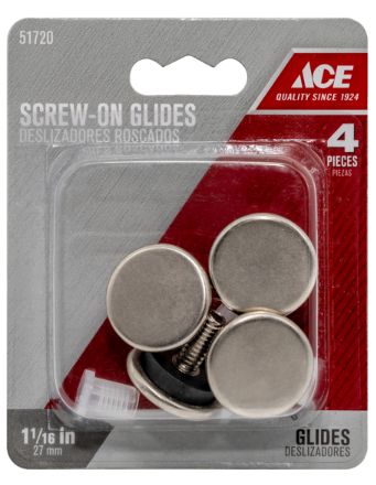 Ace Silver 1-1/16 in. Screw-On Nickel Chair Glide 1 pk Ace Silver 1-1/16 in. Screw-On Nickel Chair Glide 1 pk