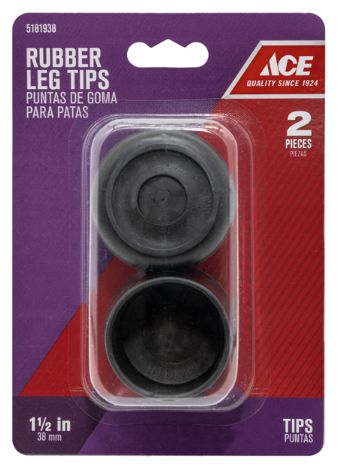 Ace Rubber Leg Tip Black Round 1-1/2 in. W 2 pk