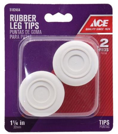 Ace Rubber Leg Tip Off-White Round 1-1/4 in. W 2 pk