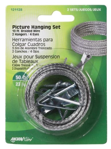 HILLMAN Steel-Plated Conventional Picture Hanging Set 50 lb 2 pk