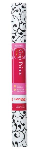 Con-Tact Grip Prints 4 ft. L X 18 in. W Virtu Black Non-Adhesive Shelf Liner