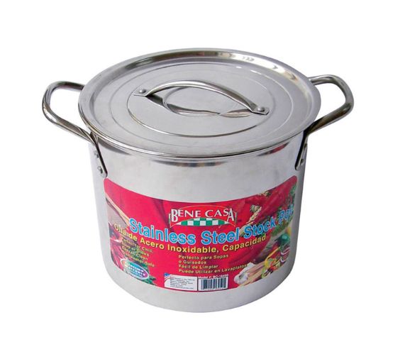 Bene Casa Stainless Steel Stock Pot 10.15 in. 16 qt Silver Bene Casa Stainless Steel Stock Pot 10.15 in. 16 qt Silver