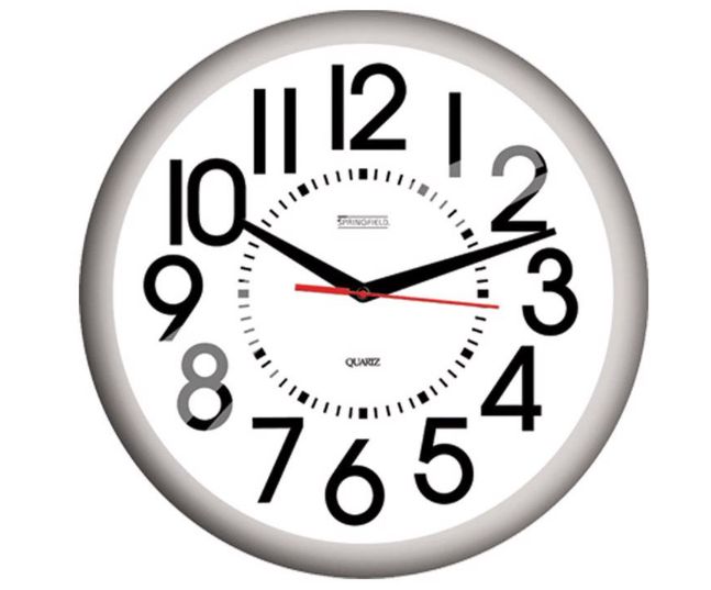 Taylor Big and Bold Dial Clock Plastic Black/White 13.25 in.