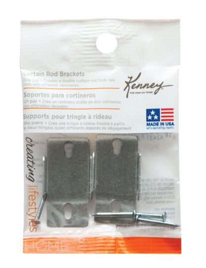 Kenney Chrome Silver Double Curtain Rod Bracket 4.5 in. L Kenney Chrome Silver Double Curtain Rod Bracket 4.5 in. L