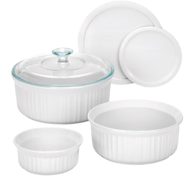 CorningWare French White 11 in. W X 9.83 in. L Bake Set White 6 pc CorningWare French White 11 in. W X 9.83 in. L Bake Set White 6 pc