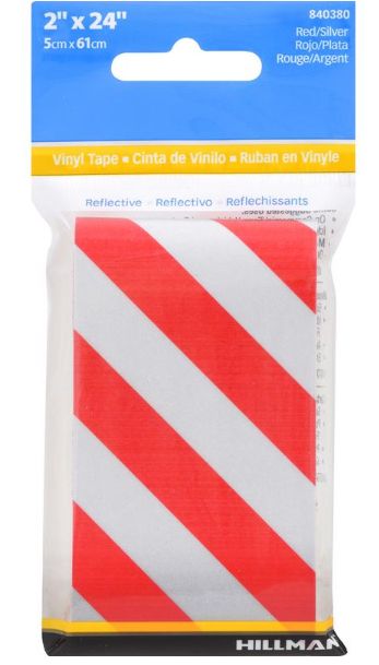 HILLMAN 2 in. W X 24 in. L Red/Silver Reflective Safety Tape 1 pk