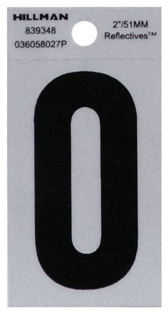 HILLMAN 2 in. Reflective Black Vinyl  Self-Adhesive Letter O 1 pc