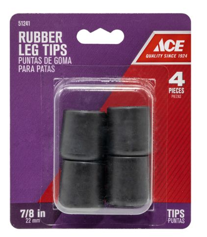 Ace Rubber Leg Tip Black Round 7/8 in. W 4 pk
