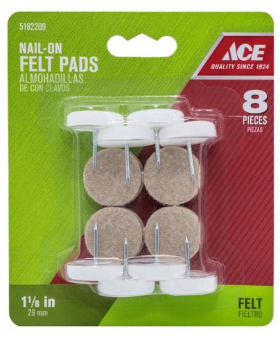 Ace White 1 in. Nail-On Felt Chair Glide Set 8 pk